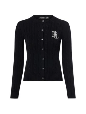 Lauren Ralph Lauren Kardigan damski Kobiety Bawełna czarny jednolity,