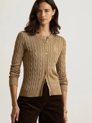 Lauren Ralph Lauren kardigan damski z bawełną brązowy