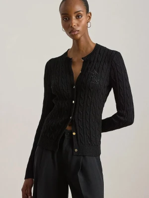 Lauren Ralph Lauren kardigan damski z bawełną czarny