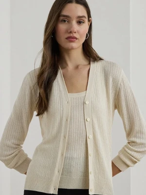 Lauren Ralph Lauren kardigan lniany damski kolor beżowy lekki 200971350