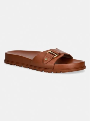 Lauren Ralph Lauren klapki damskie skórzane Tasha Slide brązowy