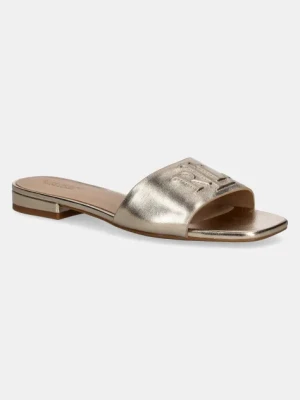 Zdjęcie produktu Lauren Ralph Lauren klapki skórzane Everley Sld damskie kolor złoty 802970531001
