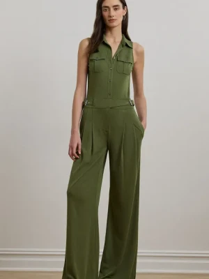 Lauren Ralph Lauren kombinezon kolor zielony z kołnierzykiemm 200963892