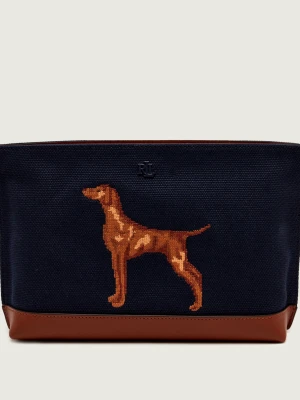 LAUREN RALPH LAUREN Kosmetyczka | z dodatkiem skóry granatowy