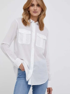 Lauren Ralph Lauren koszula bawełniana damska kolor biały regular z kołnierzykiem klasycznym