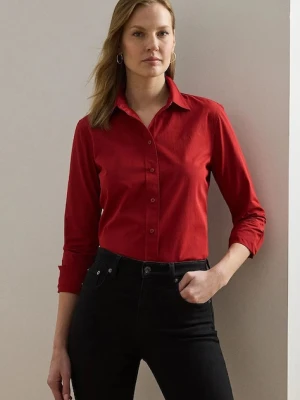 Lauren Ralph Lauren koszula bawełniana damska kolor czerwony regular z kołnierzykiem klasycznym 200925378