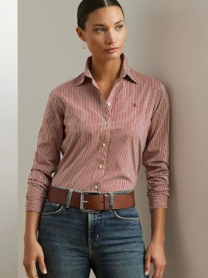 Lauren Ralph Lauren koszula bawełniana damska kolor czerwony slim z kołnierzykiem klasycznym 200970780