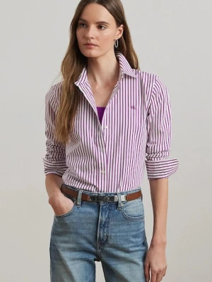 Lauren Ralph Lauren koszula bawełniana damska kolor fioletowy regular z kołnierzykiem klasycznym 200970764