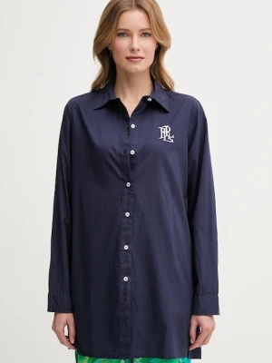Lauren Ralph Lauren koszula bawełniana damska kolor granatowy relaxed z kołnierzykiem klasycznym 20529276