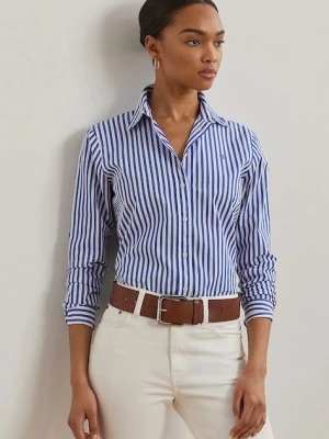 Lauren Ralph Lauren koszula bawełniana damska kolor niebieski regular z kołnierzykiem klasycznym 200970765