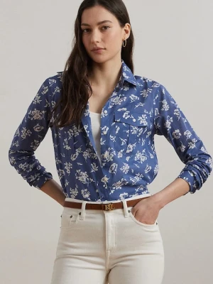 Lauren Ralph Lauren koszula bawełniana damska kolor niebieski regular z kołnierzykiem klasycznym 200970770