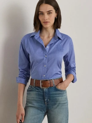 Lauren Ralph Lauren koszula bawełniana damska kolor niebieski relaxed z kołnierzykiem klasycznym 200979855