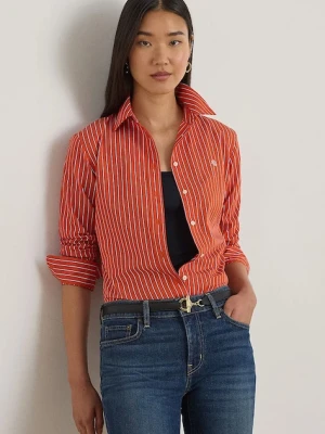Lauren Ralph Lauren koszula bawełniana damska kolor pomarańczowy regular z kołnierzykiem klasycznym 200P03511