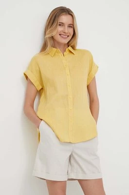 Lauren Ralph Lauren koszula lniana kolor żółty relaxed z kołnierzykiem klasycznym
