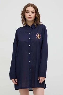 Lauren Ralph Lauren koszula piżamowa bawełniana kolor granatowy 20498276