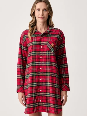 Lauren Ralph Lauren koszula piżamowa damska z bawełną czerwony