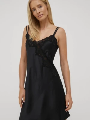 Lauren Ralph Lauren koszulka nocna ILN31684 damska kolor czarny satynowa