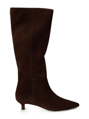 Lauren Ralph Lauren kozaki na szpilce damskie zamszowe Frncsa Tl Hl brązowy
