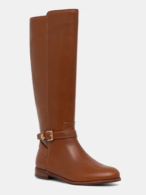 Lauren Ralph Lauren kozaki skórzane Brooke Tll 2 damskie kolor brązowy na płaskim obcasie 802974383001