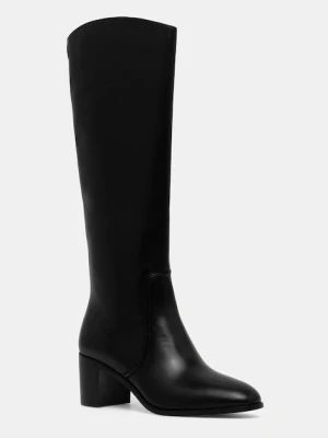 Lauren Ralph Lauren kozaki skórzane Charly damskie kolor czarny na słupku 802967813001