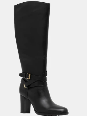 Lauren Ralph Lauren kozaki skórzane Cllns Tl Hl damskie kolor czarny na słupku 802967777001