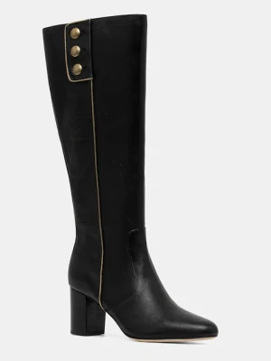 Lauren Ralph Lauren kozaki skórzane Kenndi Tl Hl damskie kolor czarny na słupku 802980067001