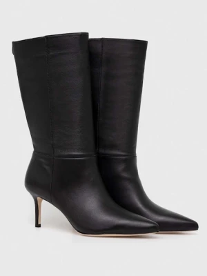 Lauren Ralph Lauren kozaki skórzane Leannah damskie kolor czarny na szpilce 802942516001