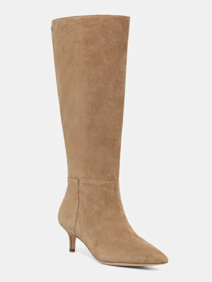 Lauren Ralph Lauren kozaki zamszowe Mckay Tl Hl damskie kolor beżowy na szpilce 802967811001