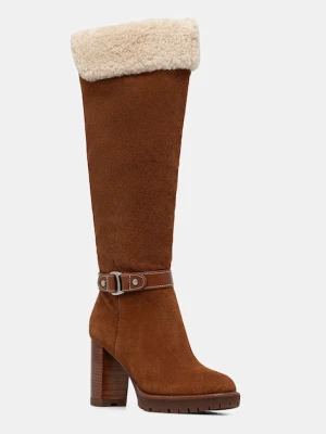 Lauren Ralph Lauren kozaki zamszowe Tasha Tl Hl damskie kolor brązowy na słupku 802977893002