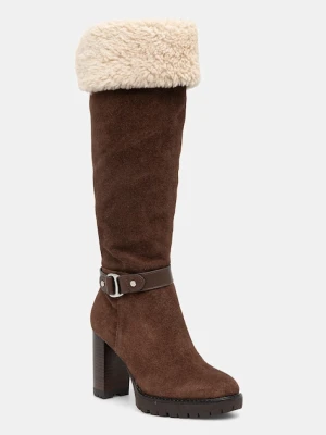 Lauren Ralph Lauren kozaki zamszowe Tasha Tl Hl kolor brązowy na słupku 802977893003