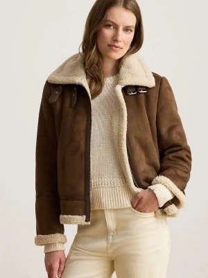 Lauren Ralph Lauren krótka kurtka damska z imitacji zamszu brązowy
