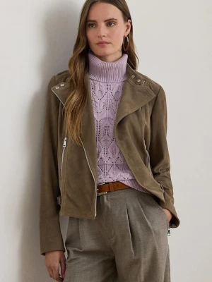 Lauren Ralph Lauren kurtka biker skórzana kolor brązowy przejściowa 200951236