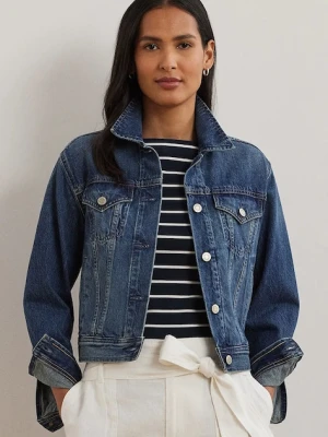 Lauren Ralph Lauren kurtka jeansowa bawełniana kolor niebieski przejściowa 200963856