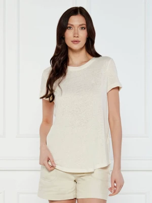 LAUREN RALPH LAUREN Lniany t-shirt | Regular Fit kremowy