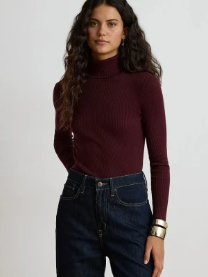 Lauren Ralph Lauren longsleeve damski z bawełną bordowy