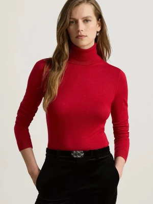 Lauren Ralph Lauren longsleeve damski z dodatkiem jedwabiu czerwony