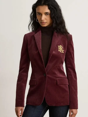 Lauren Ralph Lauren marynarka damska bawełniana z elastanem bordowy