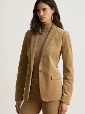 Lauren Ralph Lauren marynarka damska bawełniana z elastanem brązowy