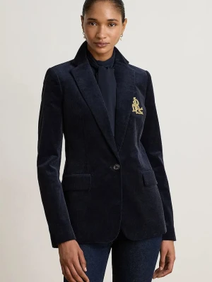 Lauren Ralph Lauren marynarka damska bawełniana z elastanem granatowy