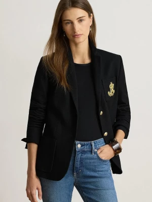 Lauren Ralph Lauren marynarka jednorzędowa damska bawełniana z elastanem czarny