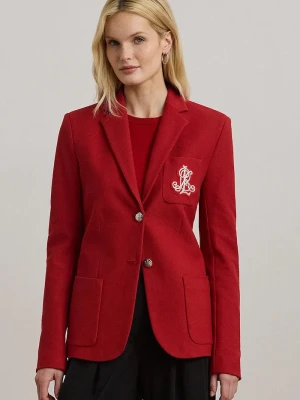Lauren Ralph Lauren marynarka jednorzędowa damska bawełniana z elastanem czerwony