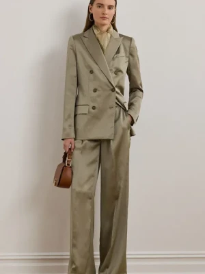 Lauren Ralph Lauren marynarka kolor brązowy dwurzędowa gładka 200963667