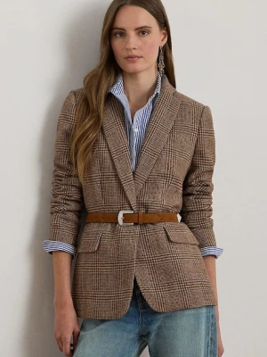 Lauren Ralph Lauren marynarka kolor brązowy jednorzędowa gładka 200979814