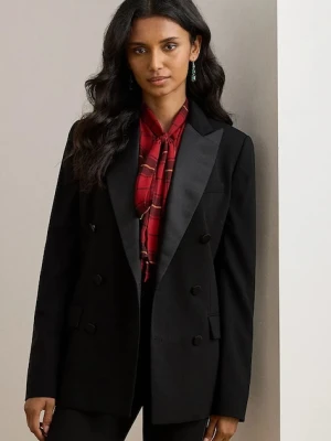 Lauren Ralph Lauren marynarka kolor czarny dwurzędowa gładka 200979959