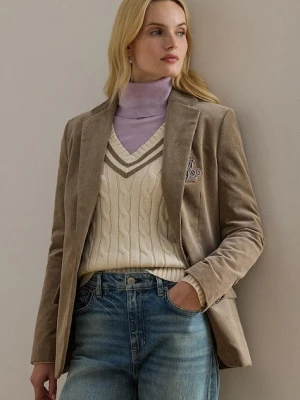 Lauren Ralph Lauren marynarka sztruksowa kolor brązowy jednorzędowa 200956574
