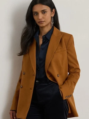 Lauren Ralph Lauren marynarka wełniana kolor brązowy dwurzędowa gładka 200P03863