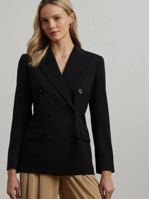 Lauren Ralph Lauren marynarka wełniana kolor czarny dwurzędowa gładka 200911071