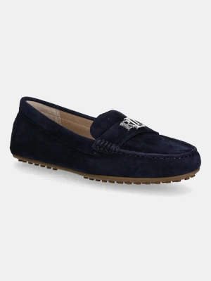 Lauren Ralph Lauren mokasyny zamszowe Barnsbury damskie kolor granatowy na płaskim obcasie 802821629029