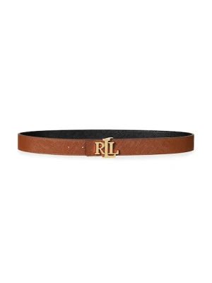 Lauren Ralph Lauren pasek skórzany damski kolor brązowy 412974558