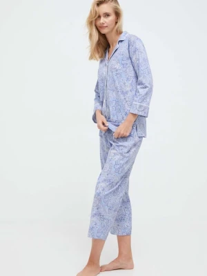Lauren Ralph Lauren piżama bawełniana kolor niebieski bawełniana I819702